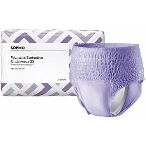 Amazon Brand - Solimo Incontinence Protective Underwear for Women, Maximum Absorbency, Small, 24 Count - 1 Pack
