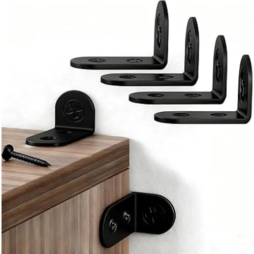 Dresser Anchors to Wall | Anti Tip Furniture Wall Anchor Kit for Baby Proofing 2 Installation Methods Safety Straps Secure Bookcase & Dresser to Wall (Black, 1.4 in)