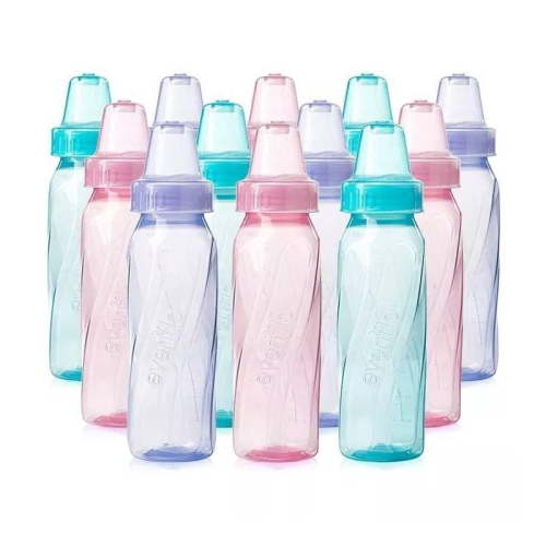 Evenflo Feeding Classic Tinted Plastic and Silicone Baby Bottles - 8oz/12ct: BPA-Free, Level 1 Slow Flow