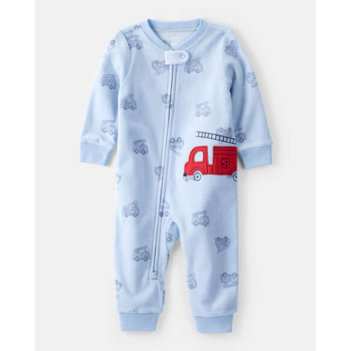 Toddler Boy Firetruck Loose Fit Long-Sleeve Pajamas - Blue - Carter's | Carter's