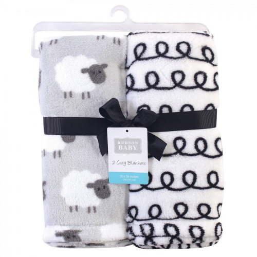Hudson Baby Infant Silky Plush Blanket, Gray Sheep, 30x36 inches