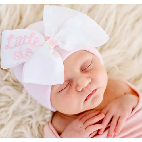 Little Sis Bow Hospital Hat - Pink