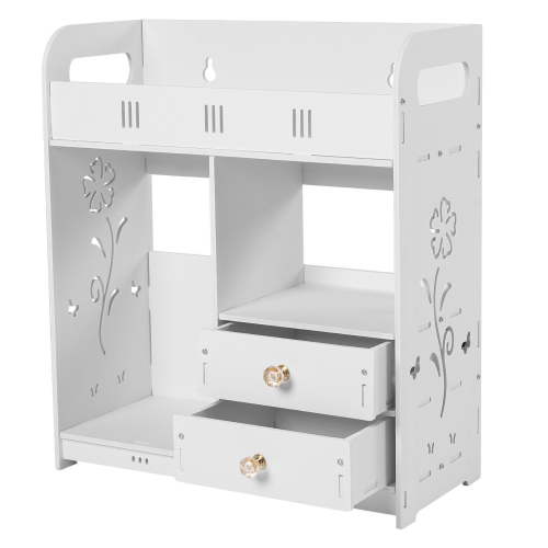 Bathroom Wall Mount Cabinet with 2 Drawer White Medicine Cabinet Storage Over The Toilet Storage Shelf Cupboard Organizer for Bedroom Vanity