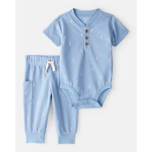Baby Boy Lightning Thermal Bodysuit & Pant Set - Blue | Carter's