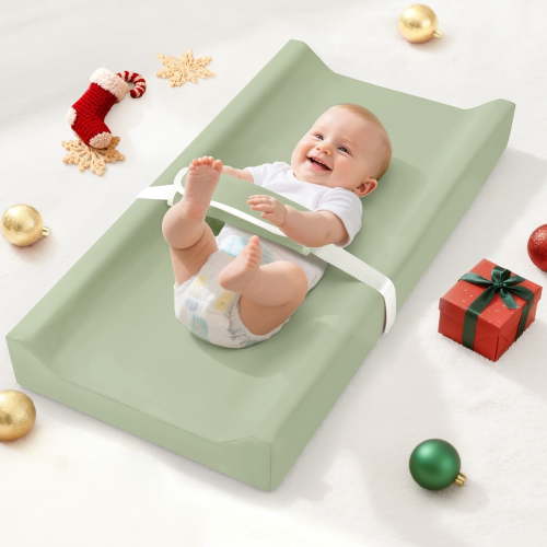 Baby Changing Pad, Caveen Wipeable Changing Table Pad with Waterproof PU Cover, Portable Baby Diaper Change Station and Dresser, Light Green