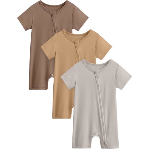 Yoofoss Baby Boy and Girl Romper Rayon Made from Bamboo Short Sleeve Newborn Summer Clothes 2-Way Zipper,Soft Breathbale