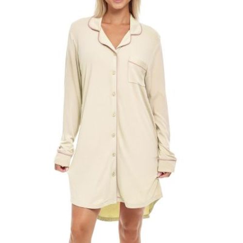 ADR Womens Sleep Shirt 100% Cotton Lightweight Night Shirt Pajama Button Down Top
