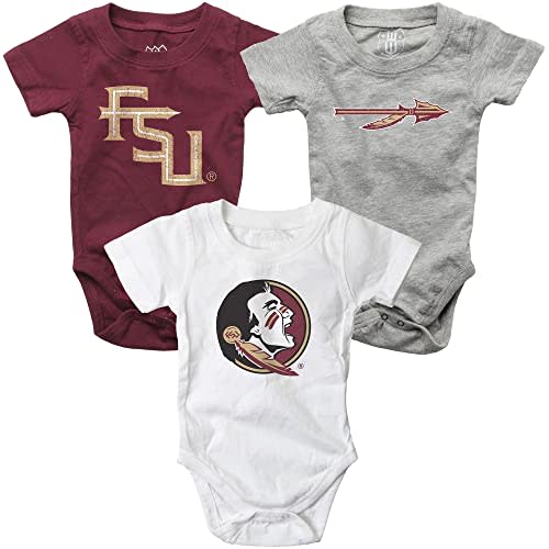 Wes and Willy Baby College Team 3 Pack of Cotton Rompers