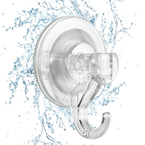 CozyBlue Heavy Duty Suction Cup Hooks for Shower - 4 Pack Waterproof Shower Suction Hook Reusable and Removable Strong Attachment on Window, Glass Door, Kitchen