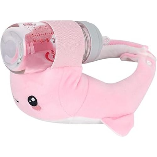 Baby Bottle Holder, Cute Bottle Feeding Pillow, Adjustable Baby Feeding Support Nursing Pillow for Infants Newborn, Pink (No Bottle)
