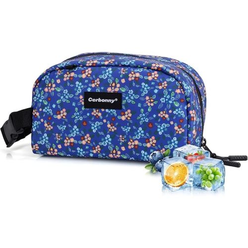 Cerbonny Small Cooler Bag Freezable Lunch Bag for Work School Travel, Leak-proof, Insulated, Freezable Snack Bag, Mini Lunch Bag, 2.5L, Crushed Flower