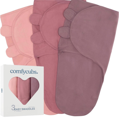 Amazon.com: Comfy Cubs Easy Swaddle Blanket, 3 Pack - 100% Cotton Newborn Wrap, Small for 0-3 Months Infants, Breathable and Durable Sleep Sack for Babies - Blush, Mauve & Mulberry : Baby