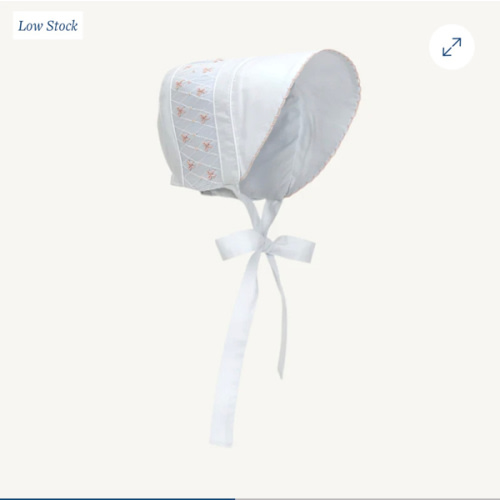 Sweetly Smocked Bonnet - Worth Avenue White with Palm Beach Pink