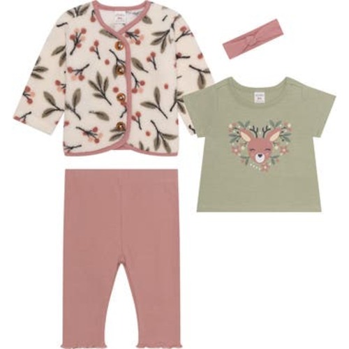 PL Baby by Petit Lem Fleece Jacket, Graphic T-Shirt, Joggers and Headband Set | Nordstromrack