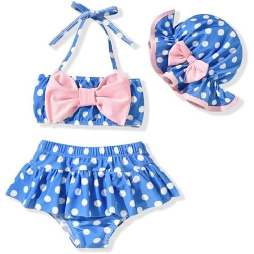 Aalizzwell Baby Girl 2-Piece Bikini Swimsuit with Hat
