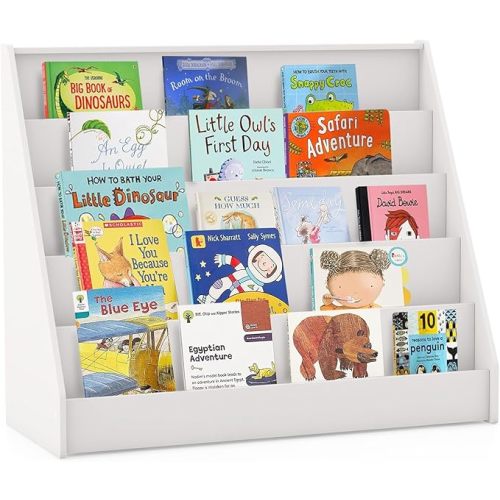 HONEY JOY Kids Bookshelf, 5-Tier Wooden Toddler Bookcase, Children Book Rack & Magazine Display Shelf, Toy Storage Organizer, Book Shelf for Kids Rooms, Playroom, Nursery, Classroom (White)