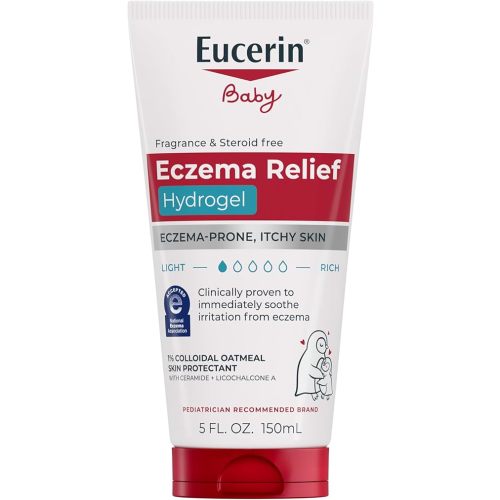 Eucerin Baby Eczema Relief Hydrogel for Dry, Itchy, Eczema-Prone Skin with Colloidal Oatmeal, Hypoallergenic, Fragrance Free and Steroid Free Body Moisturizer for Babies, 5 Fl Oz Tube