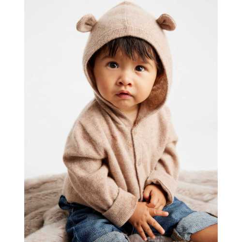 Washable Cashmere Hooded Cardigan
