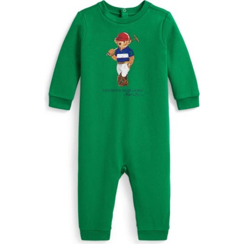 Polo Bear Long Sleeve Cotton Blend Jumpsuit, 6M