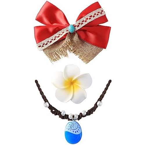 Princess Costume Accessories Women Red Hair Bow Necklace Flower Clips Role Play Dress Up
