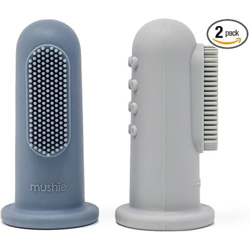 mushie Baby Finger Toothbrush (Tradewinds/Stone) 2-Pack