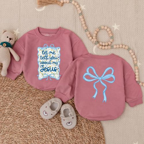 Let Me Tell You About My Jesus Bubble Romper, Cute Baby Girl Outfit, Religious Baby Clothes, Toddler Christian Clothes, Baby Gift Idea