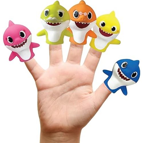 Nickelodeon Baby Shark 5 Pc Finger Puppet Set - Party Favors, Educational, Bath Toys, Story Time, Beach Toys, Playtime,5 Count (Pack of 1)