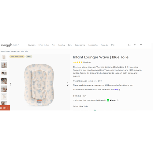 Infant Lounger Wave | Blue Toile