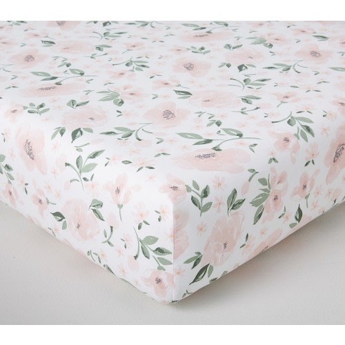 Meredith Allover Floral Organic Crib Fitted Sheet