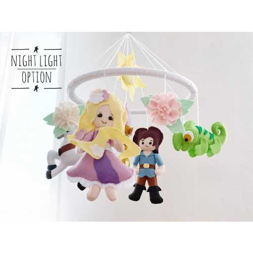 Rapunzel Princess baby crib mobile Tangled baby girl mobile Tangled baby nursery Girl nursery decor Rapunzel crib mobile