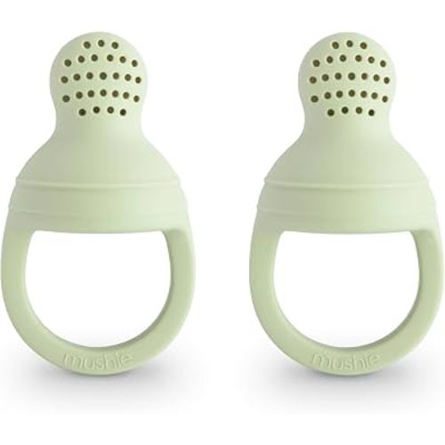 mushie Silicone Baby Fresh Fruit & Food Feeder Pacifier | 6 Months+ (Sage)