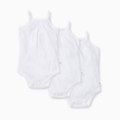 Burt's Bees Baby Organic Cotton Set of 3 Solid Camisole Bodsuits - Cloud White, Newborn