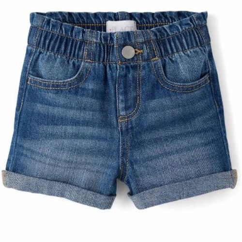 The Children's Place Baby Girls Paperbag Waist Denim Shortie Shorts Blue 9-12 M