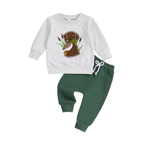 Fernvia Toddler Baby Boy Fall Clothes Animal Print Long Sleeve Pullover Tops + Drawstring Pants Winter Outfits