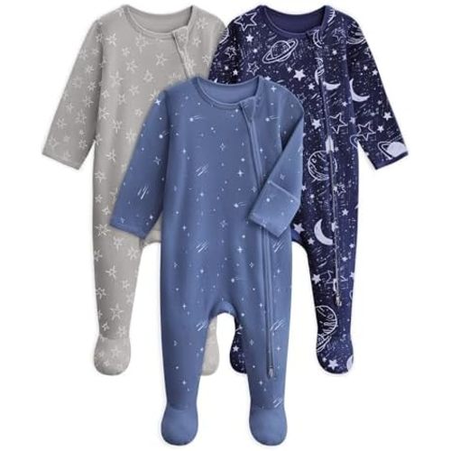 Baby Pajamas 100% Cotton Baby Sleepers for Newborn 0-3 3-6 6-9 Months 3Pcs Footie Pajamas Baby Boys Girls Clothes