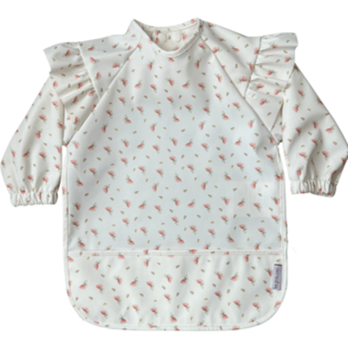 Low-Pocket Ruffle Long Sleeve Bib Smock