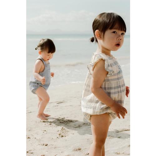 GINGHAM ROMPER - Navy blue | ZARA United States
