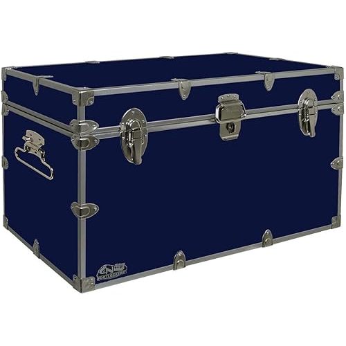 C&N Footlockers - XL Graduate Storage Trunk - Made in the USA - STEEL Footlocker for College Dorm Room & Summer Camp - 32 x 18 x 18.5 Inches (Navy)