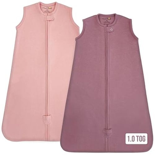 Baby Sleep Sack 1.0 TOG, Organic Cotton Baby Wearable Blanket with Two-Way Zipper, Swaddle Transition Baby Sleeping Bag, All-Season Sleep Sack for Newborn Infant Toddler Boy Girl, 2-Pack, 12-18 Month