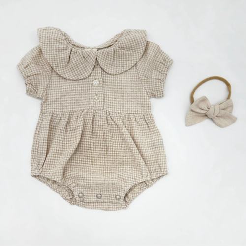 Adalia Gingham Romper Set – Olive and Cradle