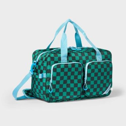 Kids' Weekender Duffel Bag Green Checkered - Cat & Jack™️