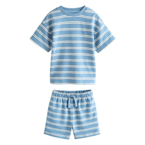 Kids' Stripe Jersey Cotton T-Shirt & Shorts Set