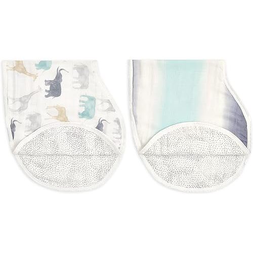 aden + anais Silky Soft Bamboo Viscose Burpy Bib – Multi-Use, Absorbent 4-Layer Burp Cloth and Full-Coverage Snap-Closure Baby Bib in One, Lap-Shoulder Drool Cloth, 22.5” X 11”, 2-Pack, Expedition