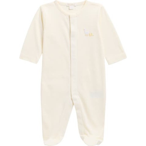 Embroidered Pima Cotton Footie, 0-3M
