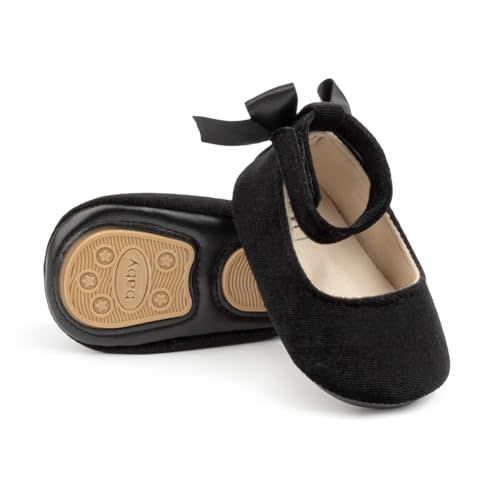 KIDSUN Infant Baby Girls Mary Jane Shoes Non-Slip Rubber Sole Ballet Slippers Princess Dress Wedding Shoes Newborn Crib Shoes First Walkers Shoes