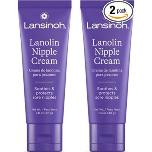 Lansinoh Nipple Cream 1.41 Ounces (2 Pack) | Safe for Breastfeeding Baby, 100% Natural Nipple Butter, Breastfeeding Essentials, Postpartum Moms