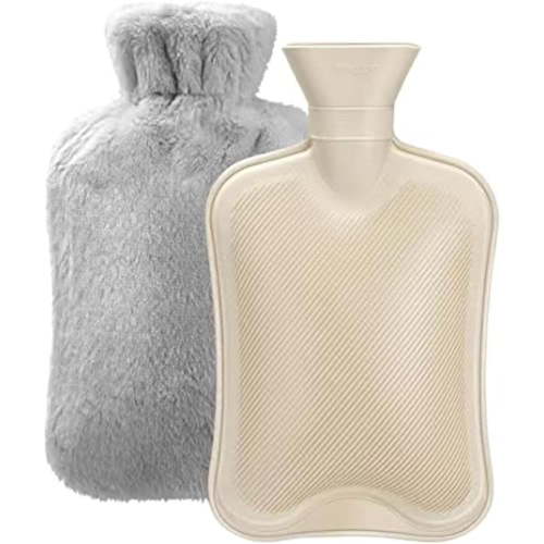 Hot Water Bottle with Soft Cover, 2L Classic Rubber Hot Water Bag for Menstrual Cramps, Feet Warmer, Neck, Shoulders Relief, PVC Hot Cold Pack Women Girls for Hot and Cold Therapy