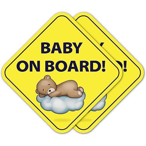 | Baby on Board Stickers (2-Pack) - Strong Adhesive, Waterproof, UV Resistant Child on Board Signs for Car - Paint Safe Safety Stickers for Cars & Windows