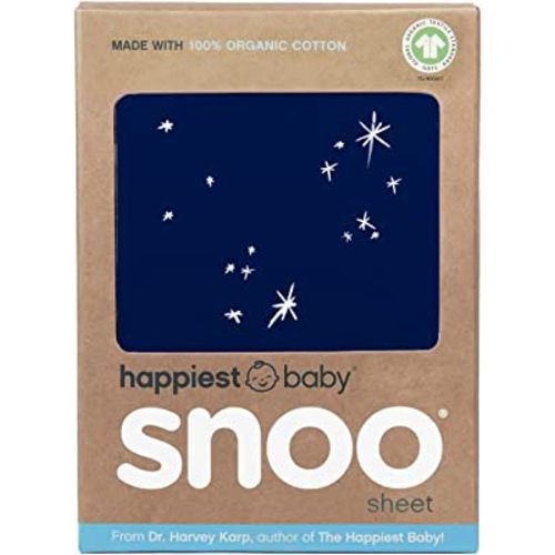 Happiest Baby SNOO Bassinet Fitted Sheet - 100% Organic Cotton Nursery Bedding - Fits SNOO Sleeper Crib Mattress (Midnight Galaxy)