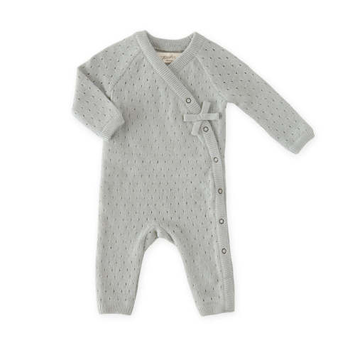 Pointelle Knit Kimono Romper - Soft Sea